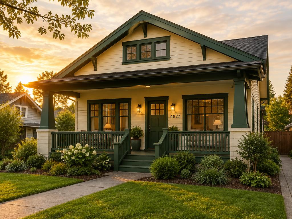 Exterior house painting on a Craftsman bungalow